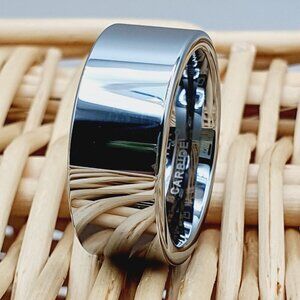 Wide Polished Tungsten Carbide Ring – Bold Unisex Comfort Fit Wedding Band W066